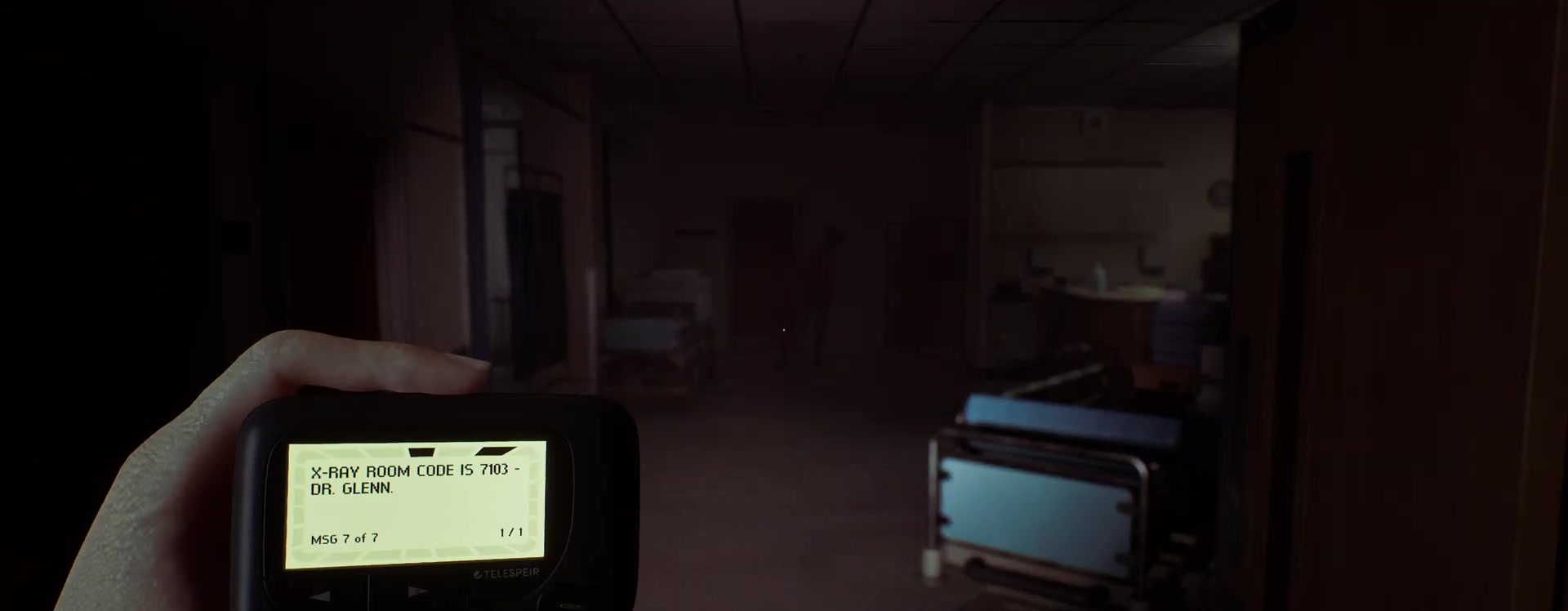 Zoe's pager showing the X-ray room door code