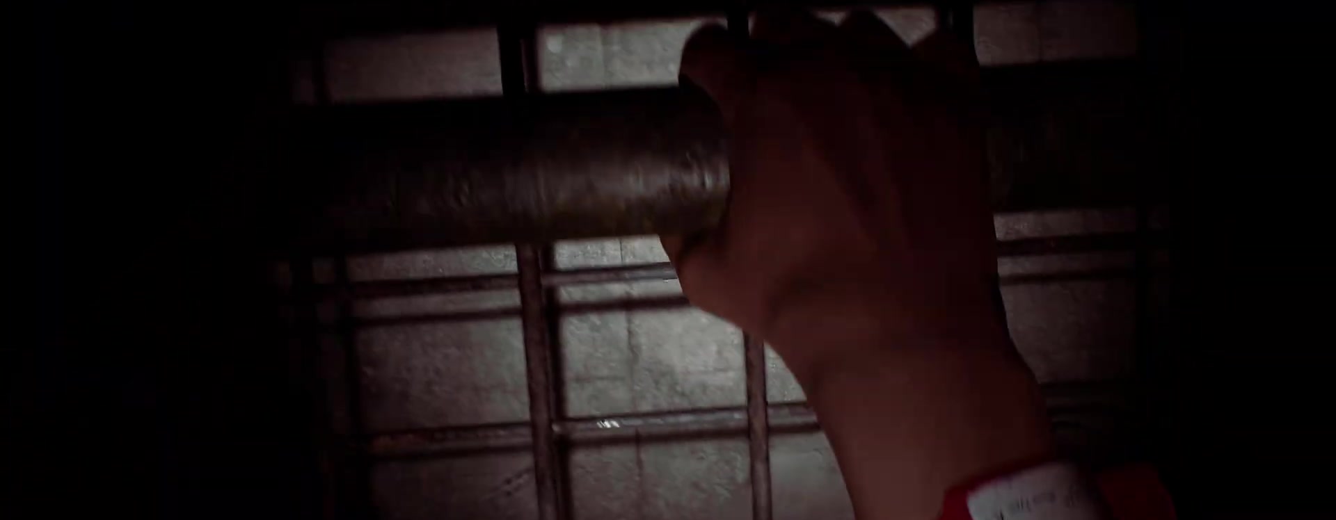 Simon holding a pipe in the distorted hospital