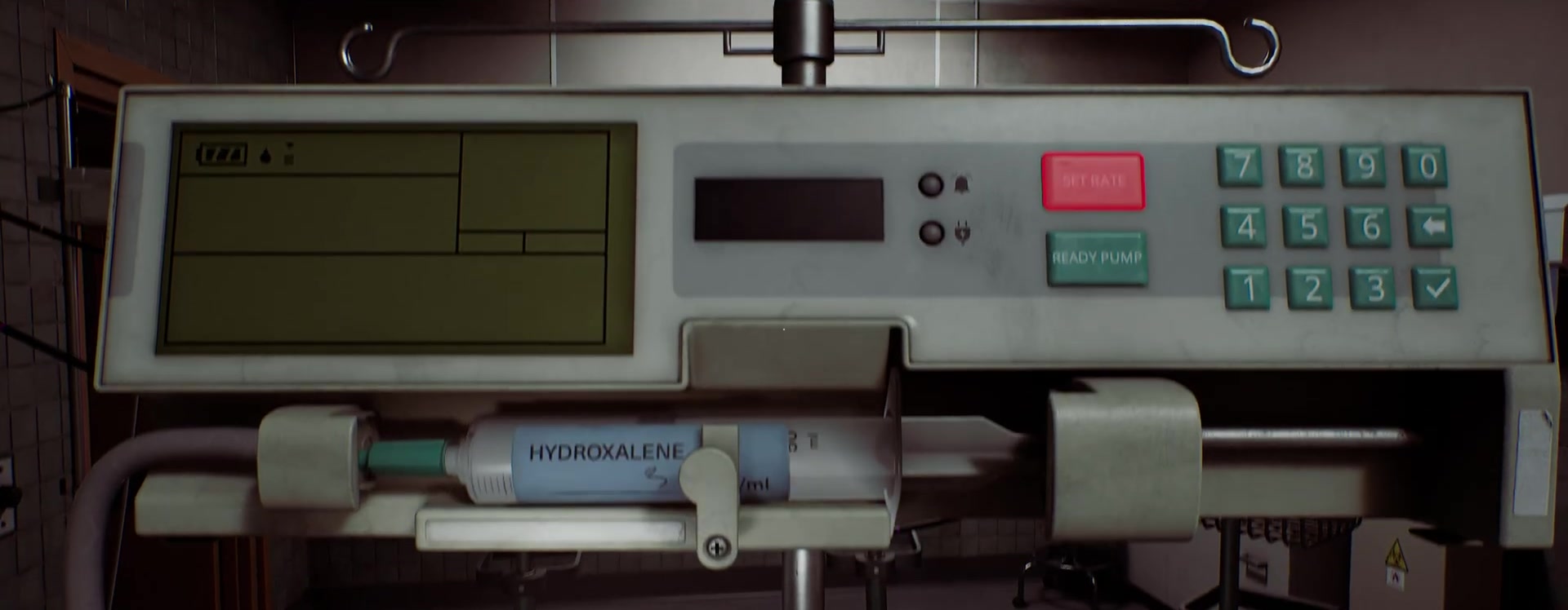 An infusion pump loaded with Hydroxalene