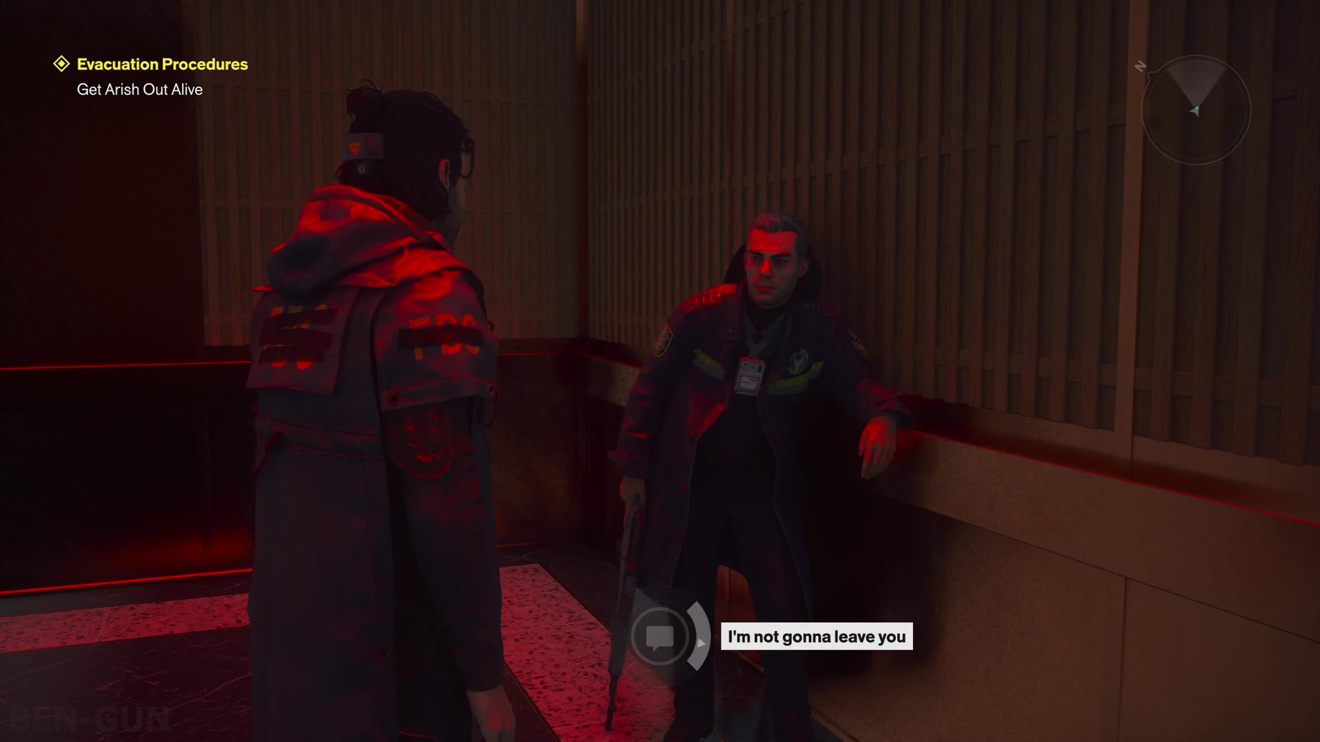 Dylan finds the wounded Arish in the building