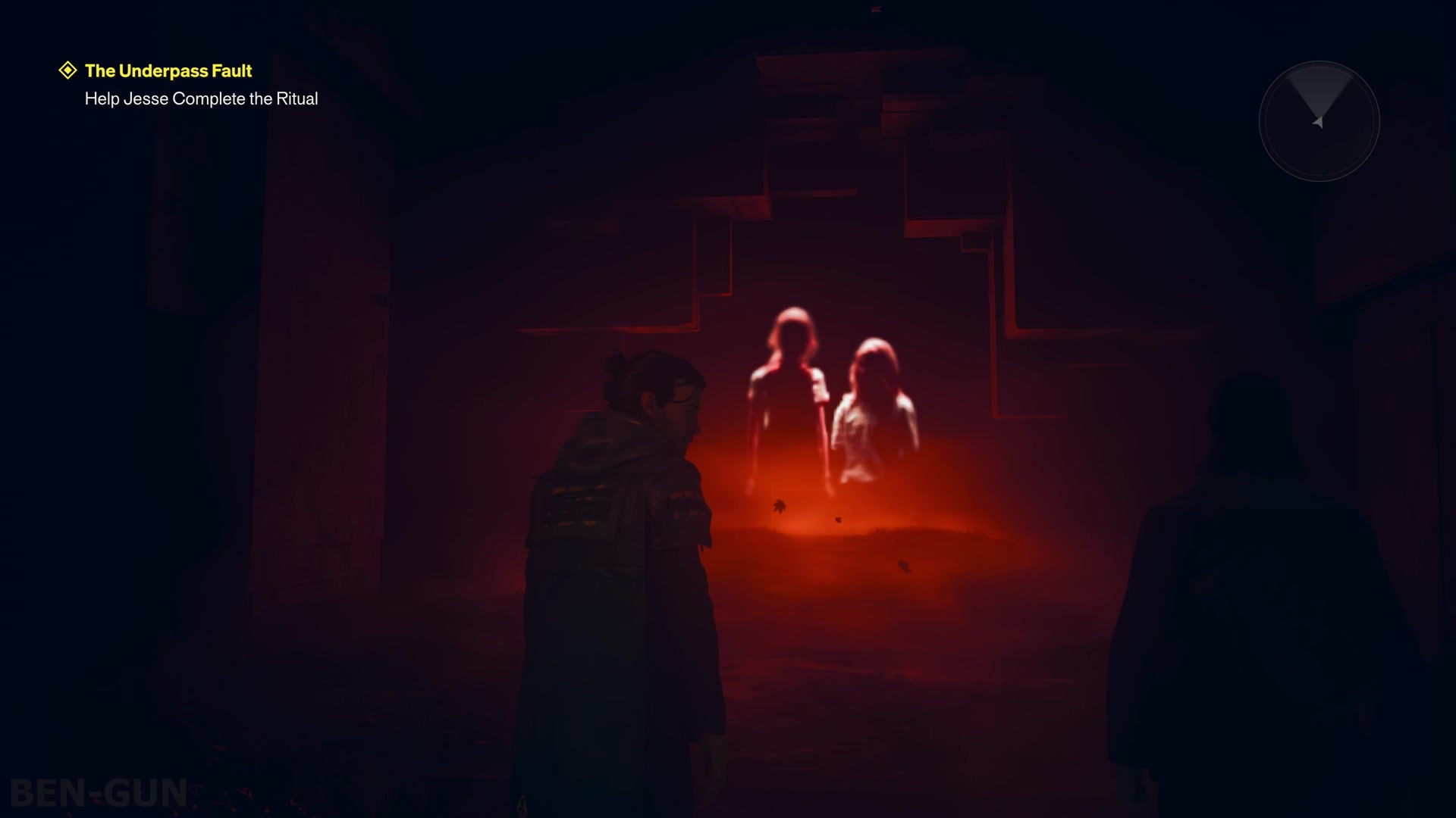 Light projections of children in the Underpass fissure