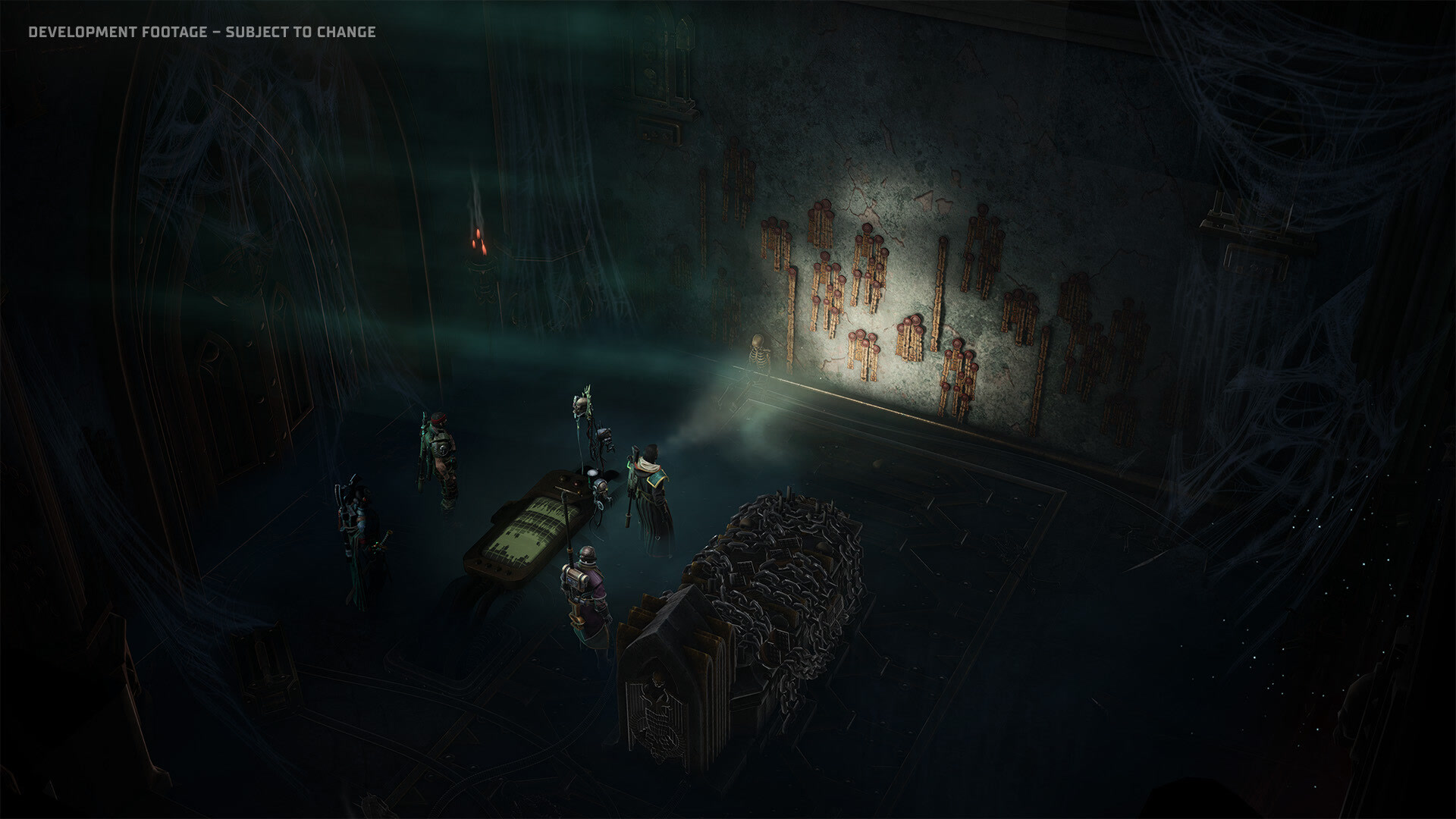 Отряд Инквизиции исследует мрачную локацию Warhammer 40000 Dark Heresy