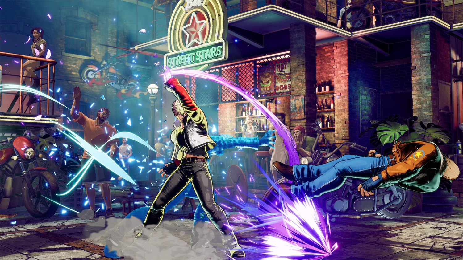 Поединок персонажей на арене Fatal Fury City of the Wolves
