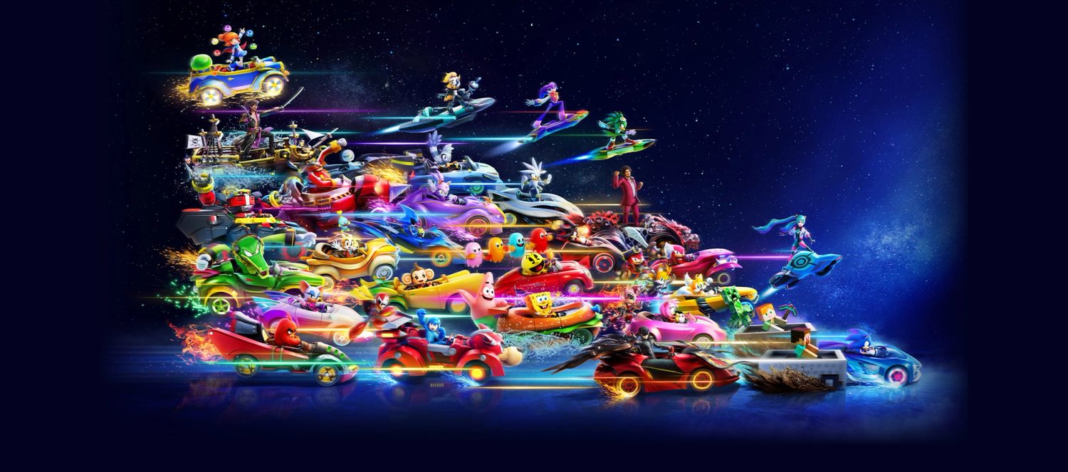 Sonic Racing CrossWorlds-Charaktere auf der Rennstrecke