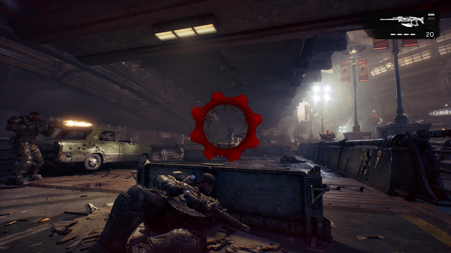 Укрытия и бой на городской улице в Gears of War: E-Day.