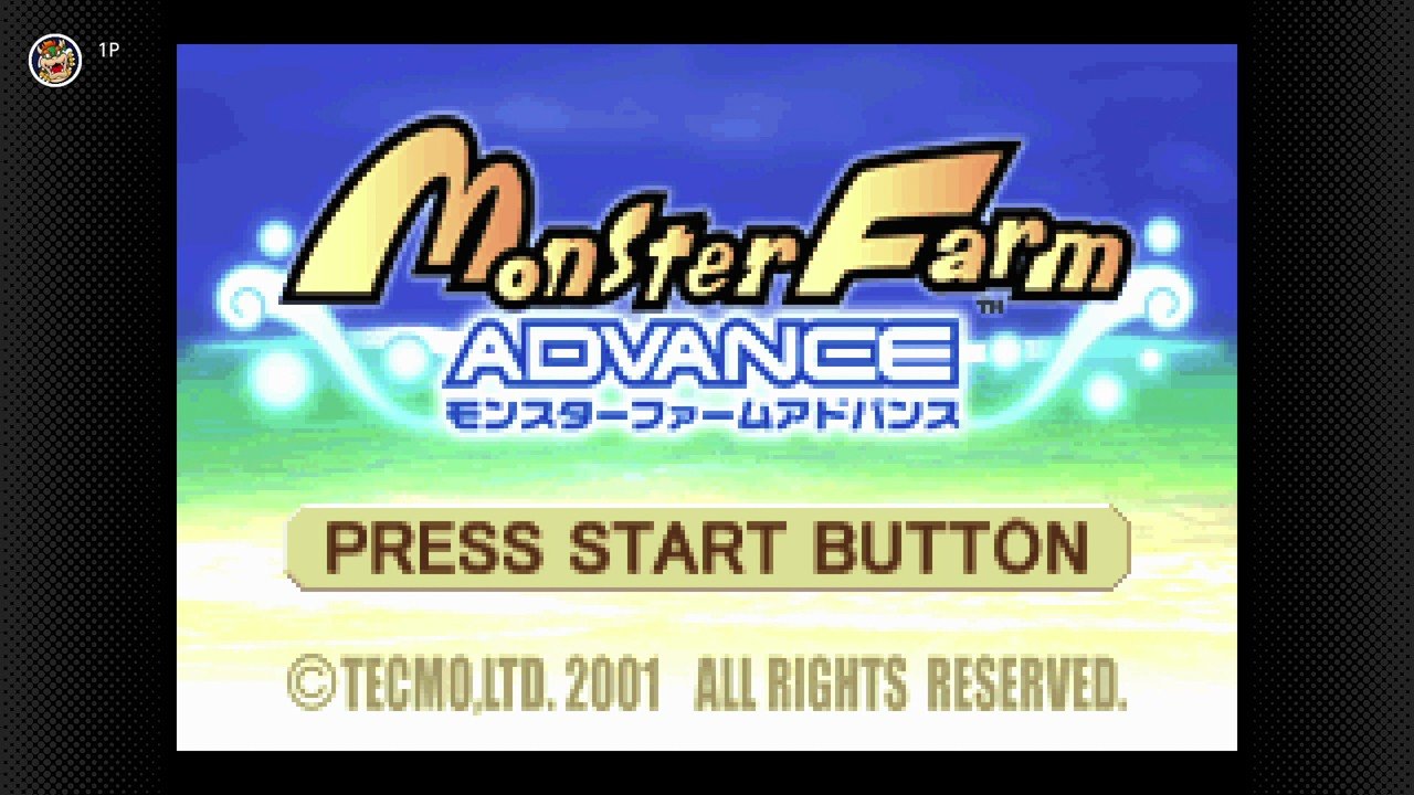 Titelbildschirm von Monster Rancher Advance aus Nintendos offizieller Veröffentlichung.