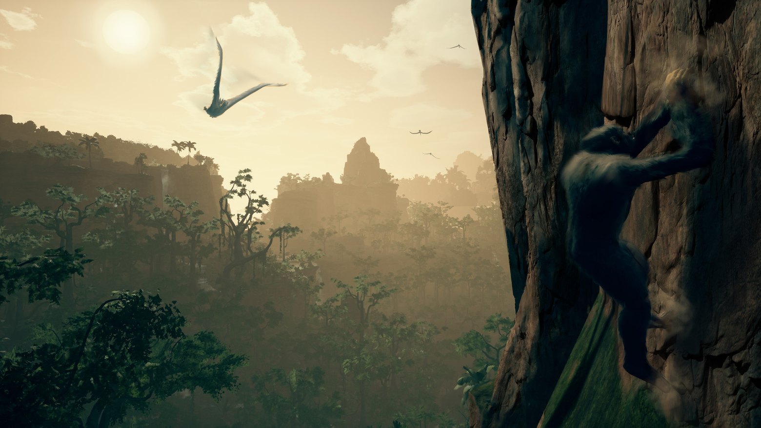 In der Originalversion von Ancestors: The Humankind Odyssey klettert ein Affe auf einen Baum.