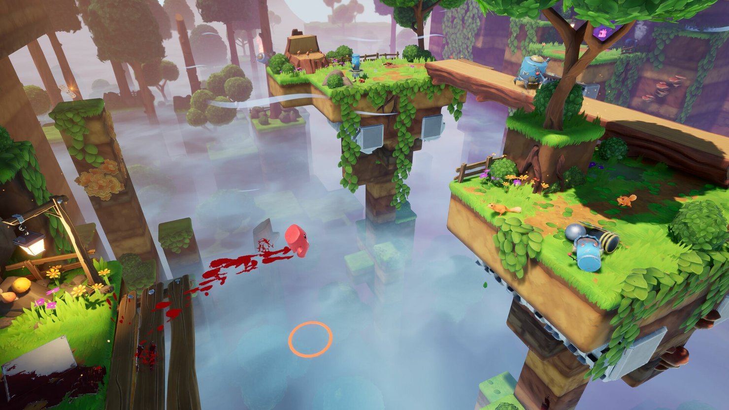 Einer der Hindernisparcours des dreidimensionalen Plattformspiels Super Meat Boy 3D.