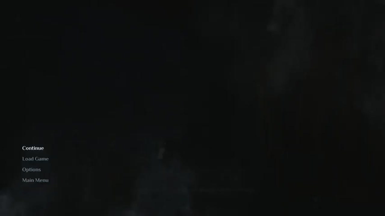 Меню паузы с пунктами «Continue», «Load Game», «Options» и «Main Menu» на тёмном фоне в Hellraiser: Revival