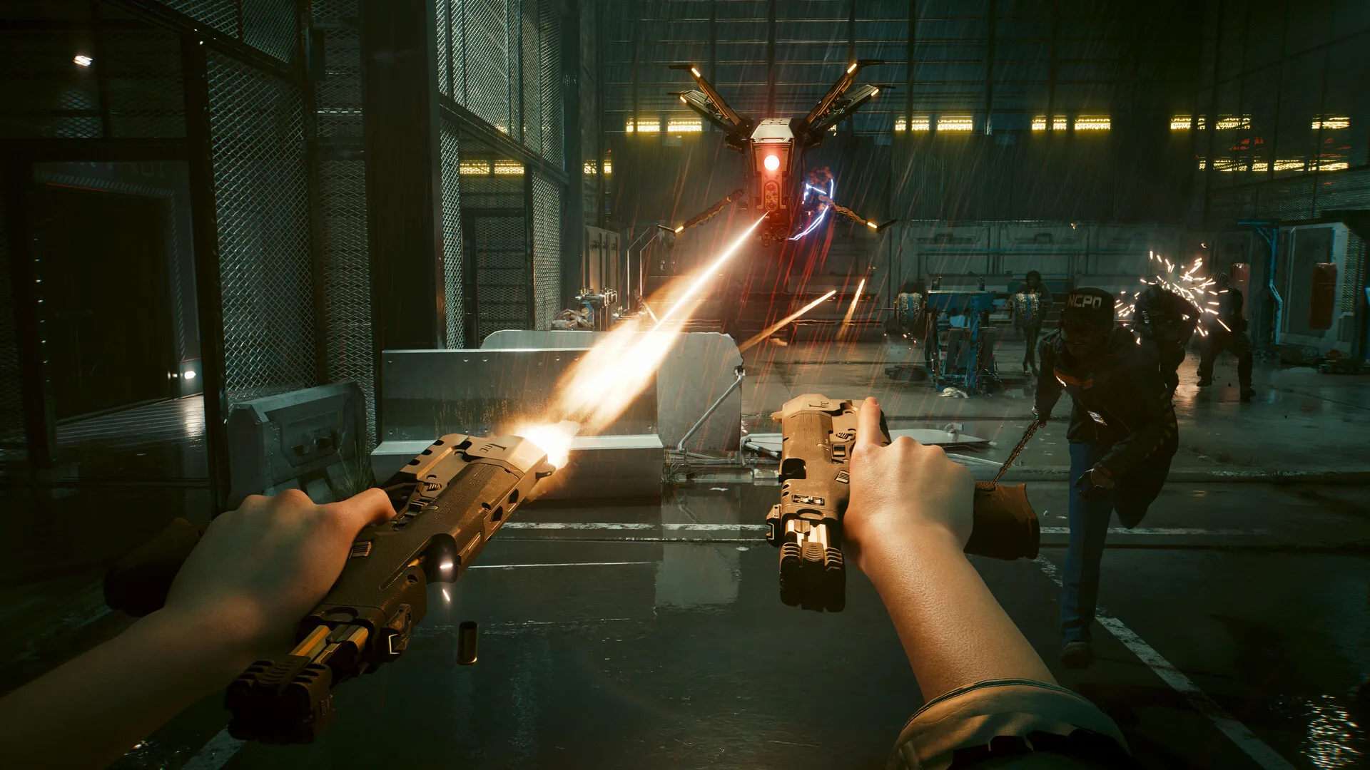 Schießerei mit zwei Pistolen in Cyberpunk 2077